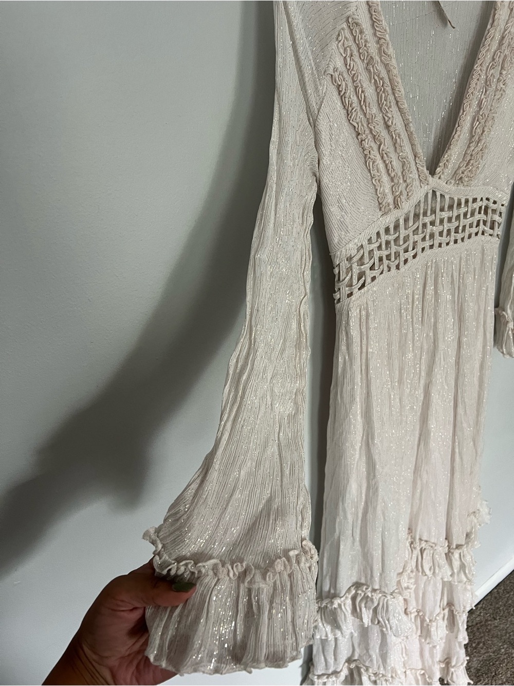 Free People Seraphina Metallic Ruffles
Lattice Cutouts Maxi Dress size S $350 - Picture 6 of 12
